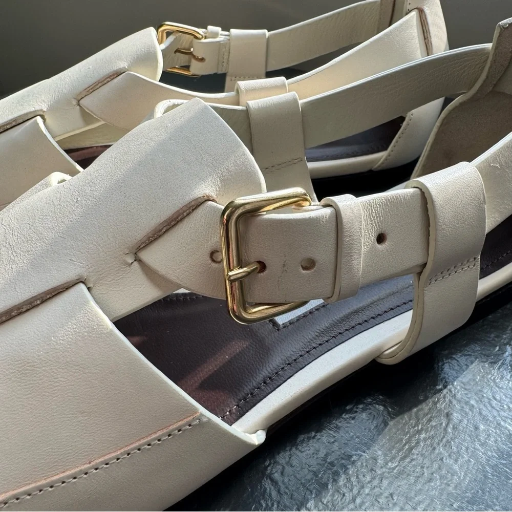Emme Parsons Ernest Leather Fisherman Sandal Ivory Calfskin - Picture 5 of 8
